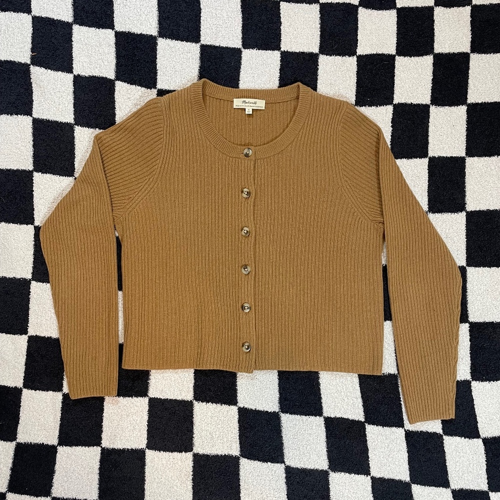 madewell (re)sourced cashmere crop cardigan sweater size medium